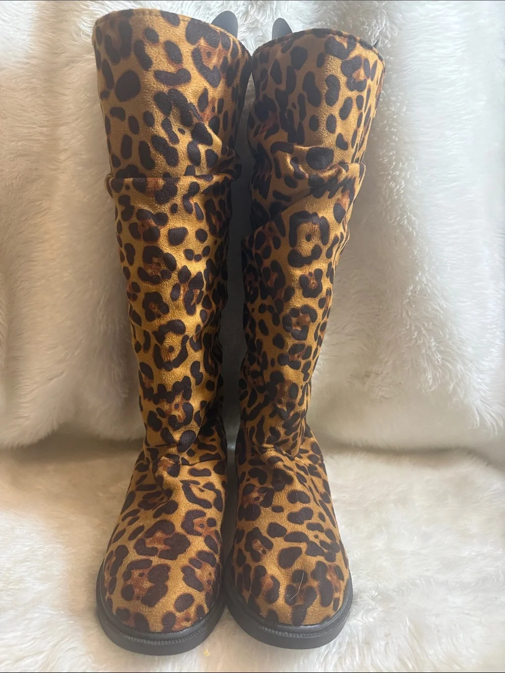 Leopard Print Tall Boots Women’s Size 41 NWOT Pull-On Flat Boots
